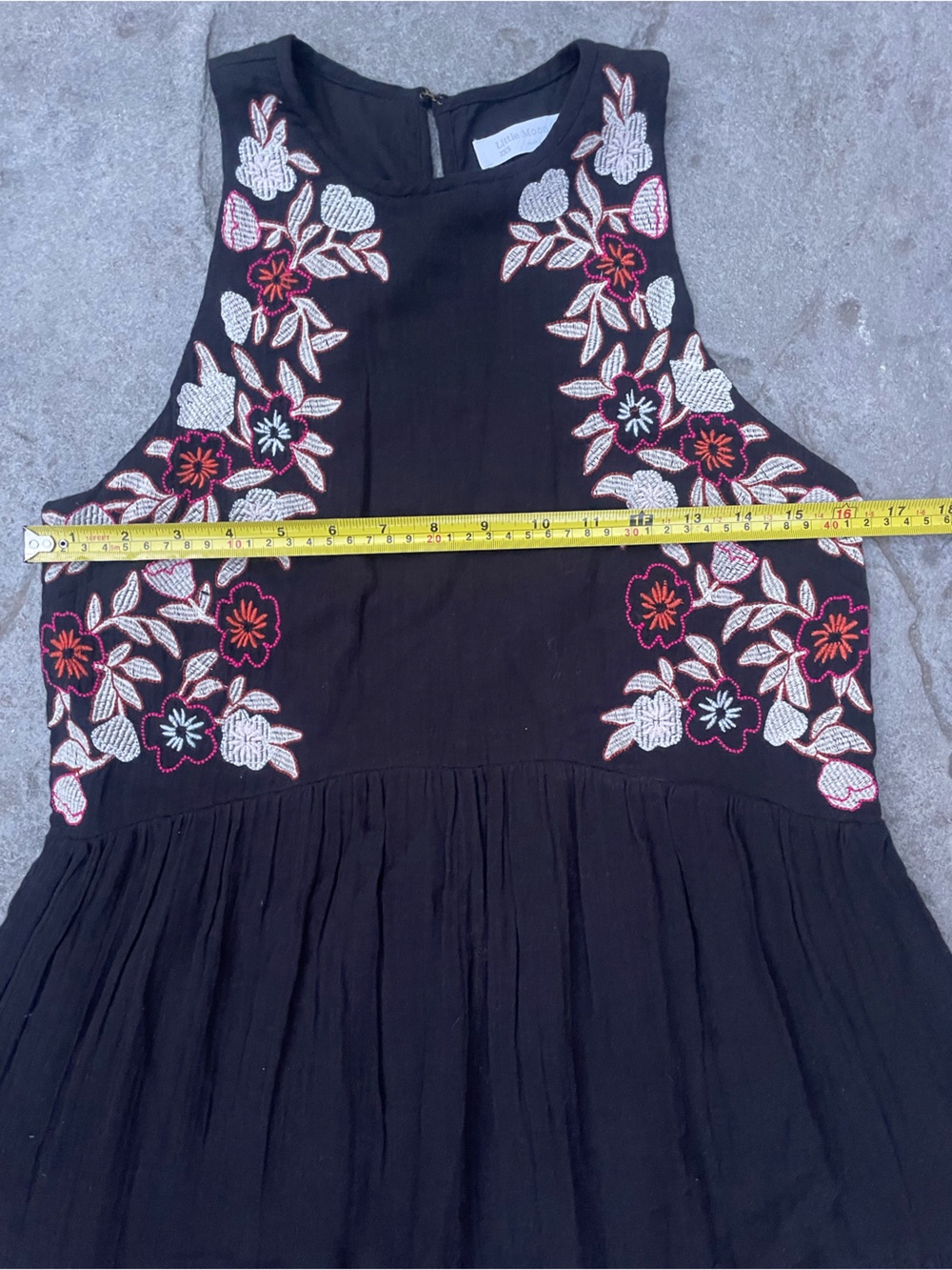 Aritzia Embroidered Cotton Maxi Dress 2XS Boho  Black Floral Organic Cotton - Picture 4 of 10